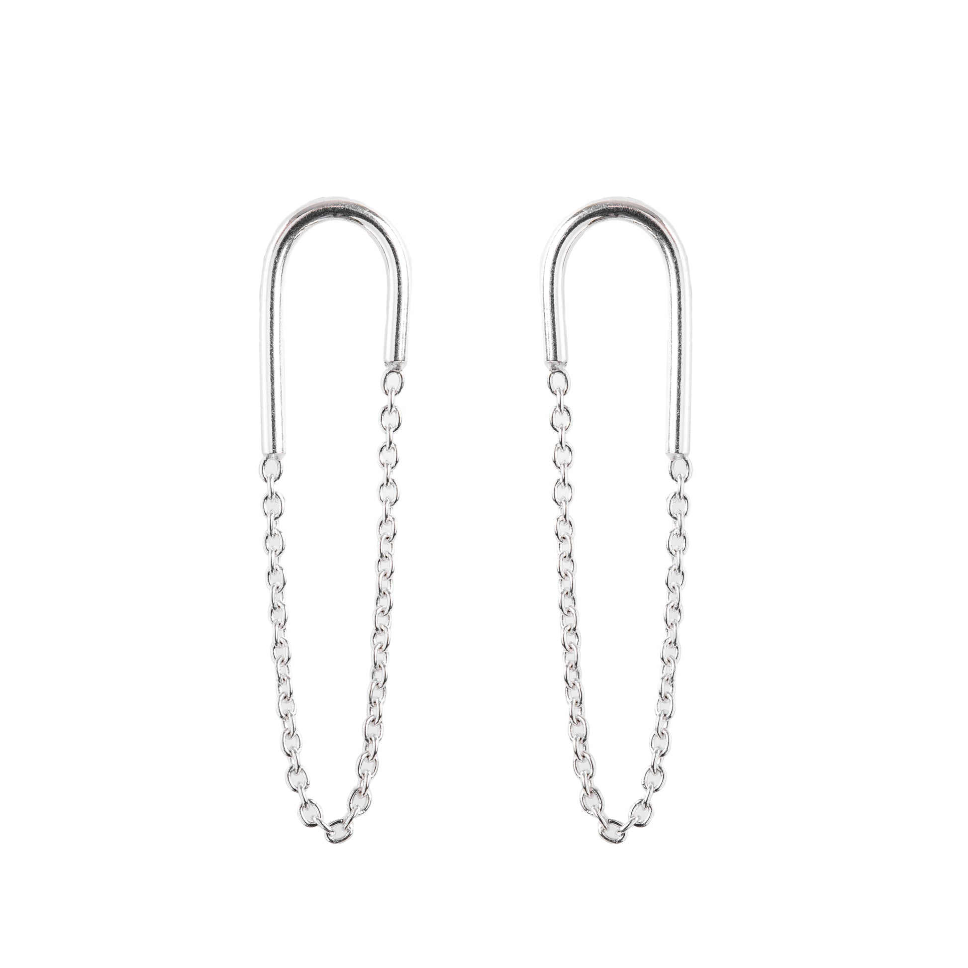 Minimal Silver Arc Chain Earrings
