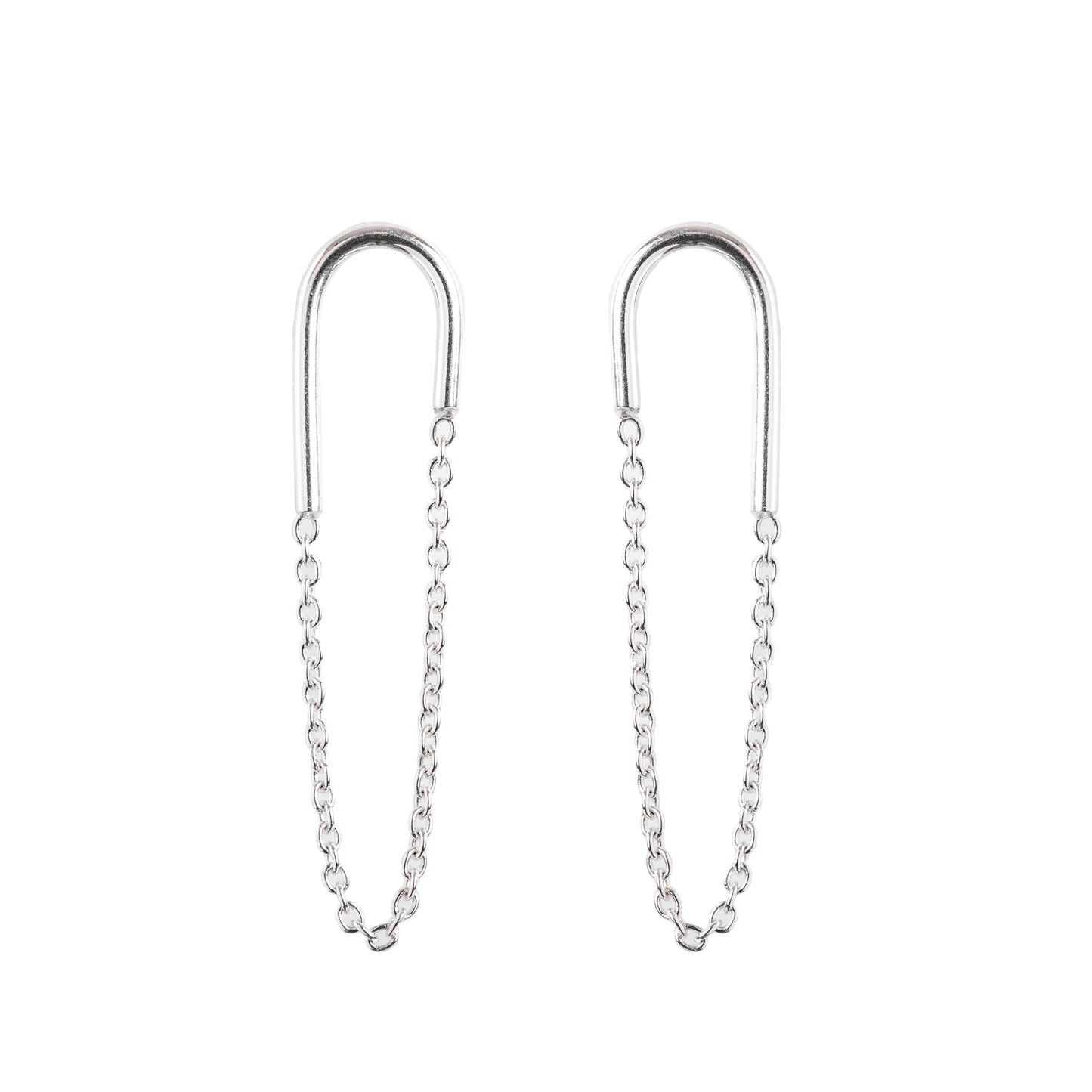 Minimal Silver Arc Chain Earrings