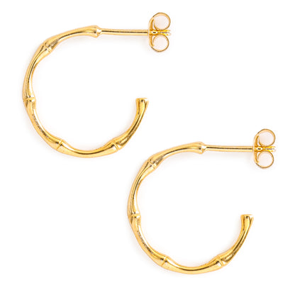 Minimal Gold Bamboo Hoop Earrings