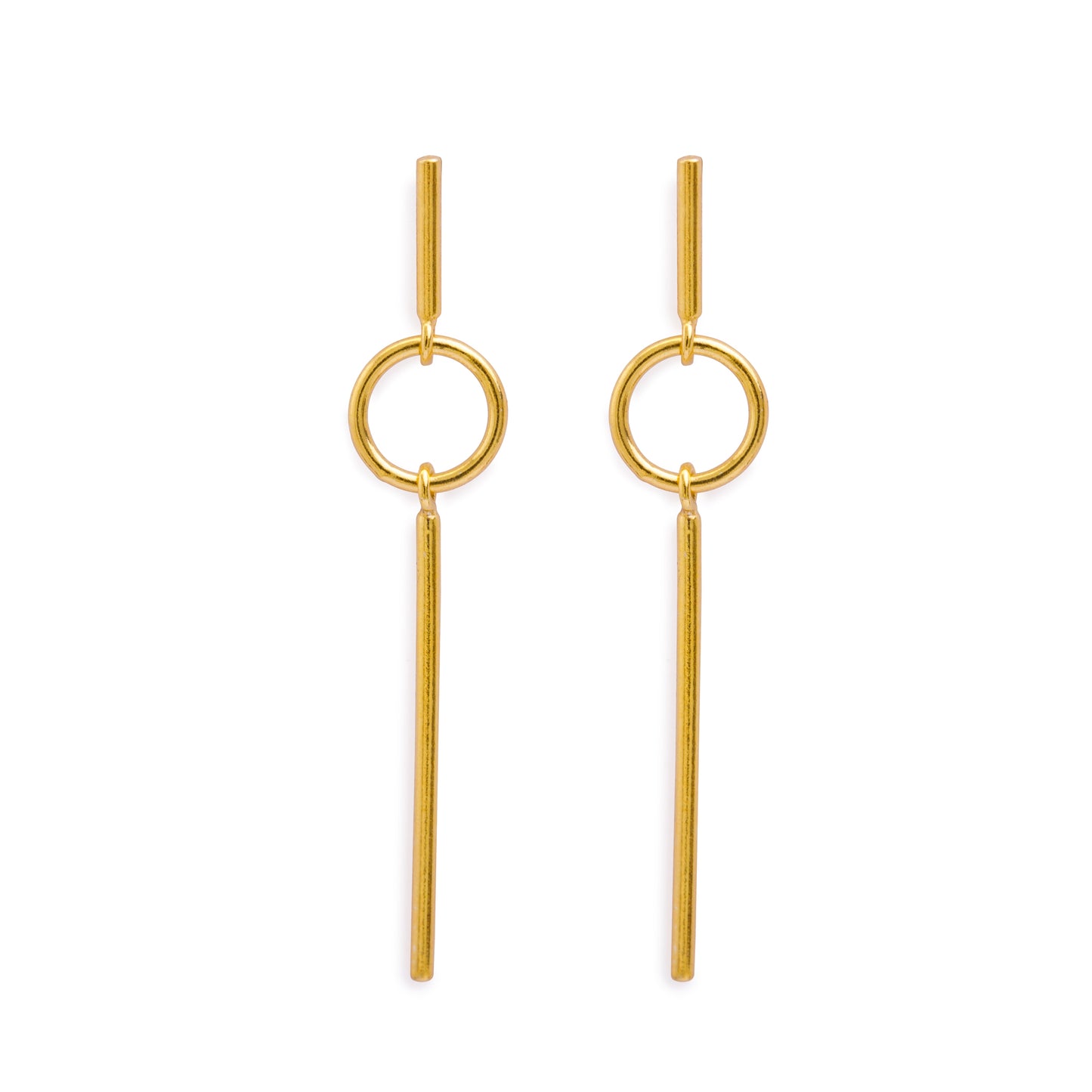 Gold Circle & Bar Earrings
