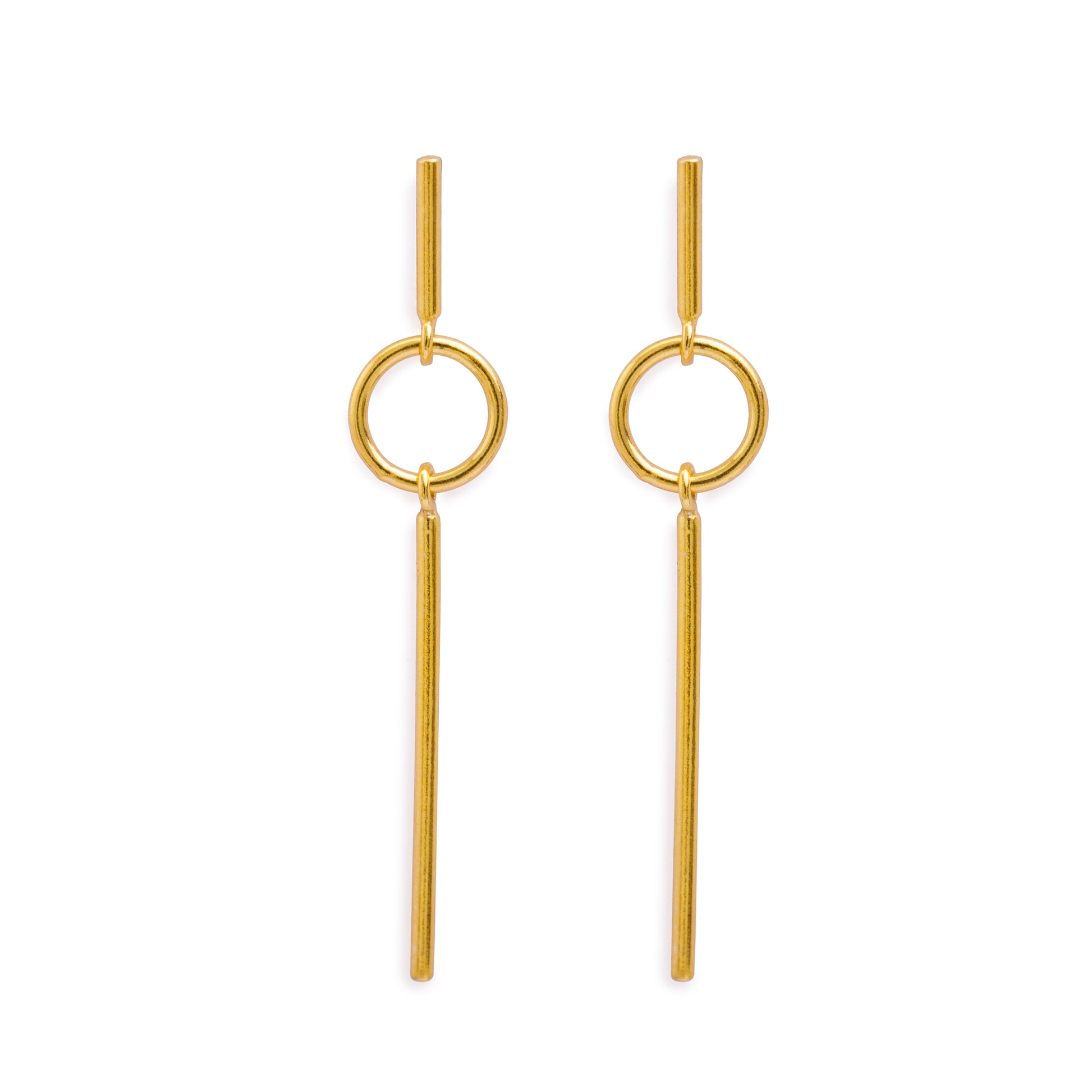 Gold Circle & Bar Earrings