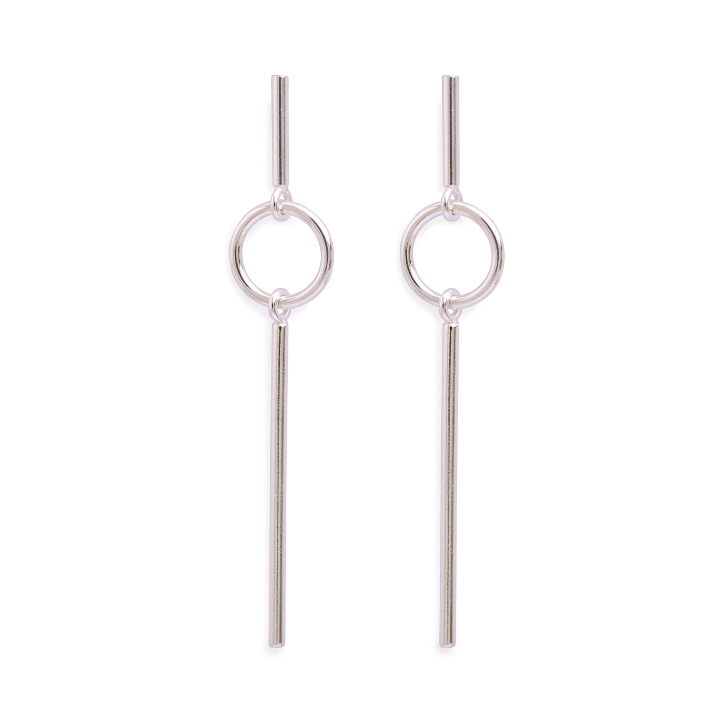 Silver Circle & Bar Earrings