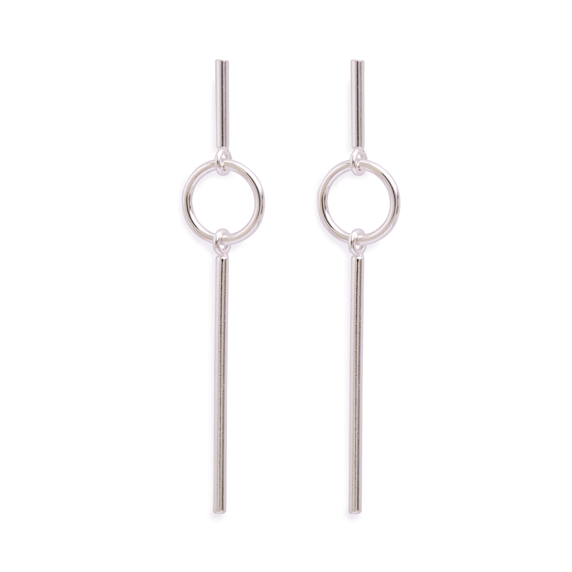 Silver Circle & Bar Earrings