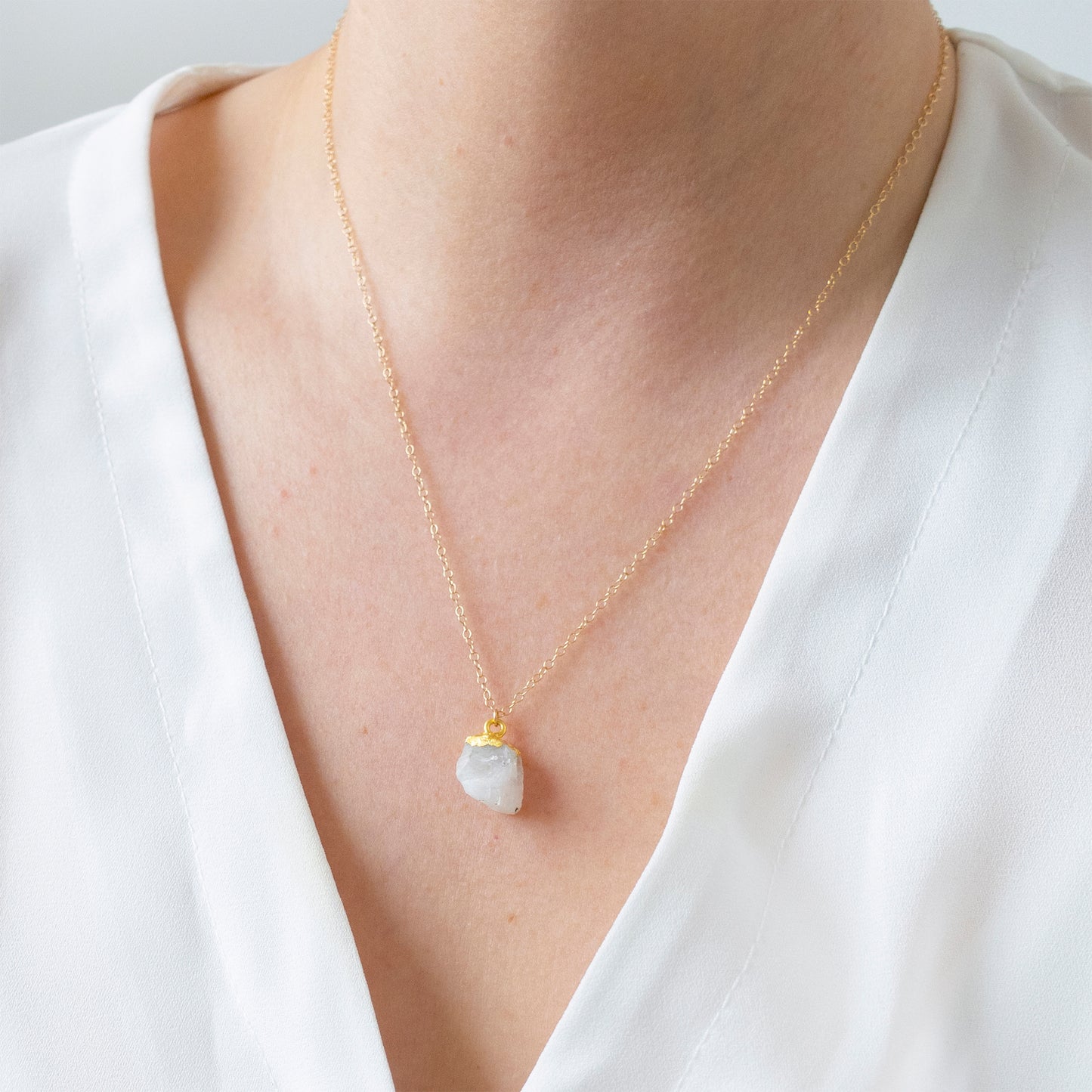 Silver Citrine Raw Crystal Necklace