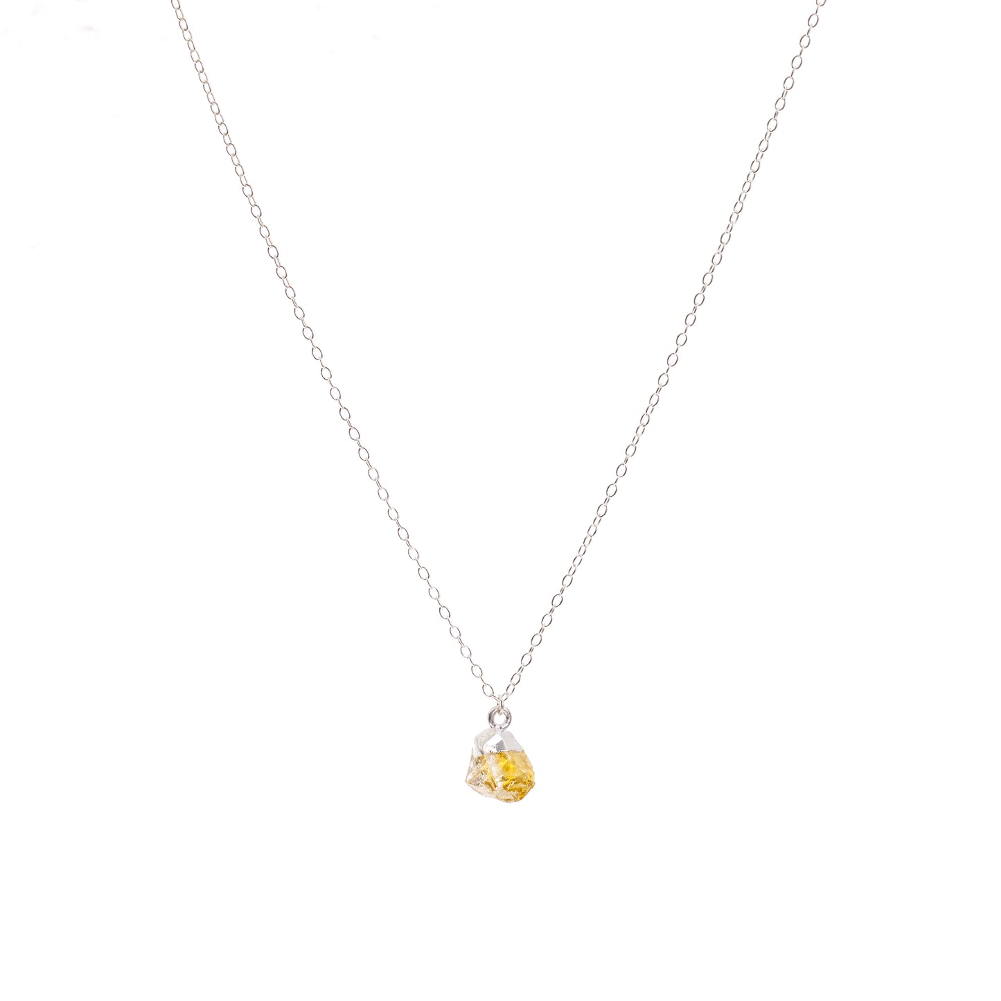 Silver Citrine Raw Crystal Necklace