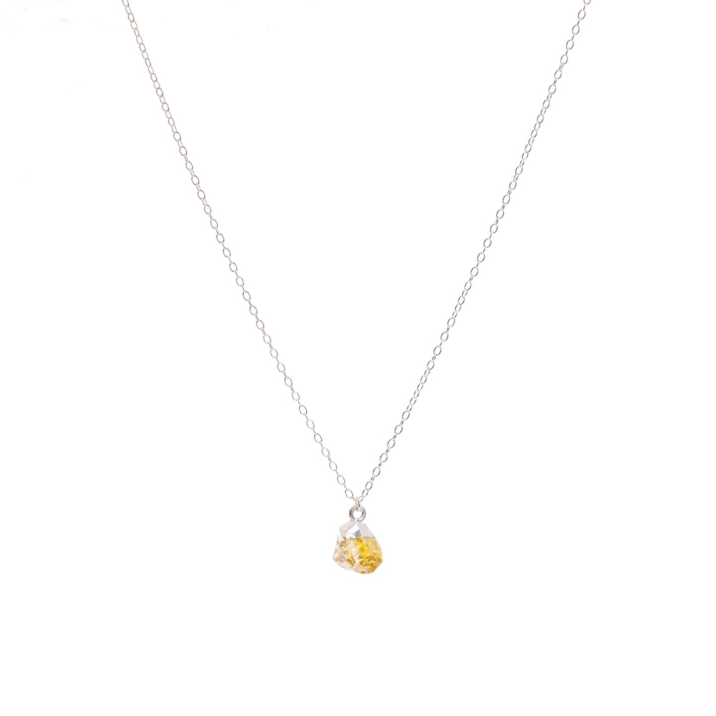 Silver Citrine Raw Crystal Necklace