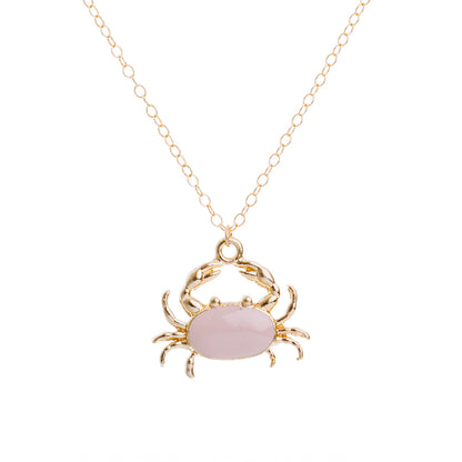 Gold Enamel Crab Necklace