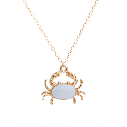 Gold Enamel Crab Necklace