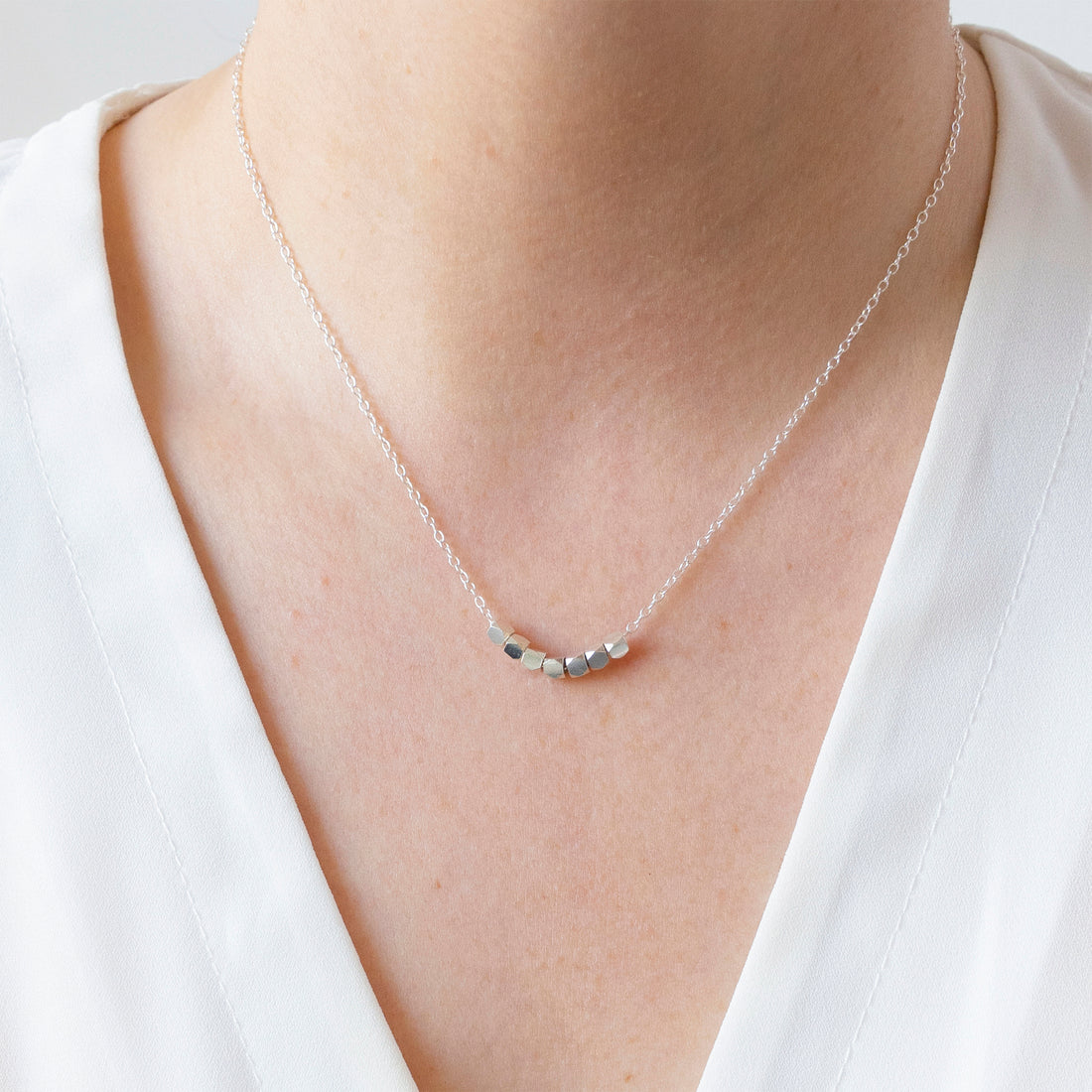 Crystal Cubes Necklace, Metallic Blues