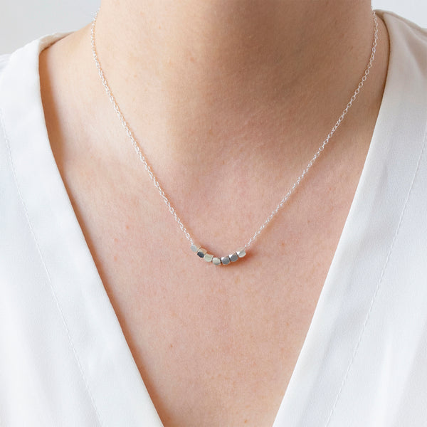Necklace Three Silver Cubes on Chain - Rancho
