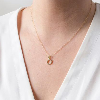 Gold Diamond Circle Necklace