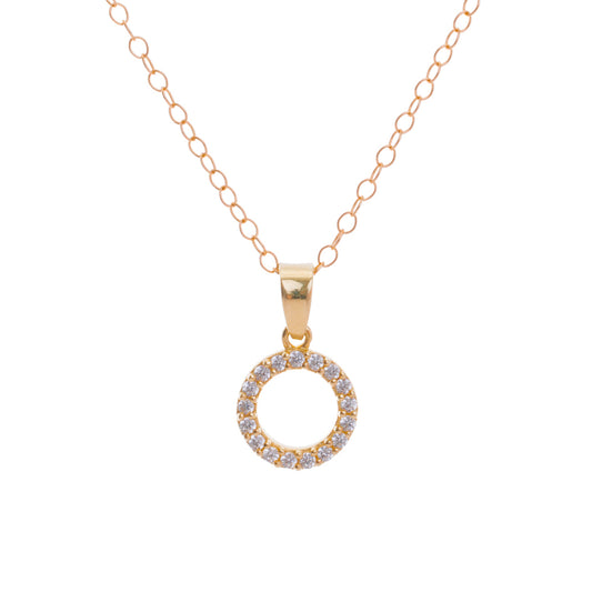 Gold Diamond Circle Necklace