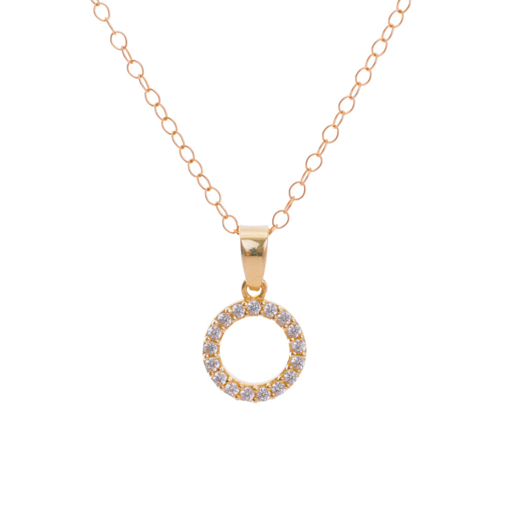 Gold Diamond Circle Necklace