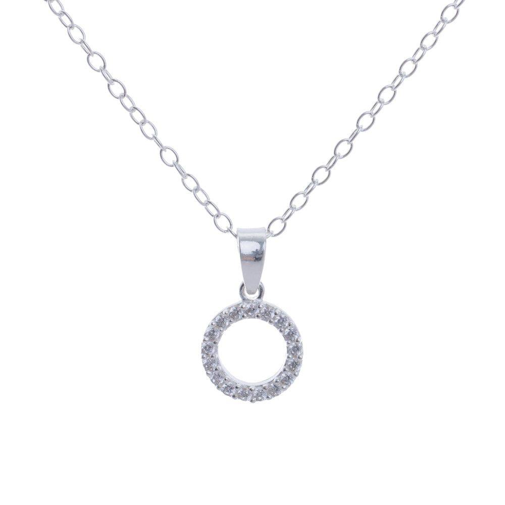 Silver Diamond Circle Necklace