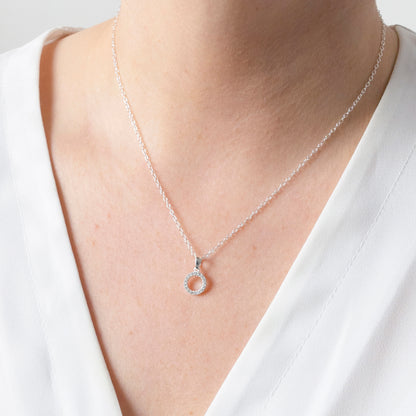 Silver Diamond Circle Necklace