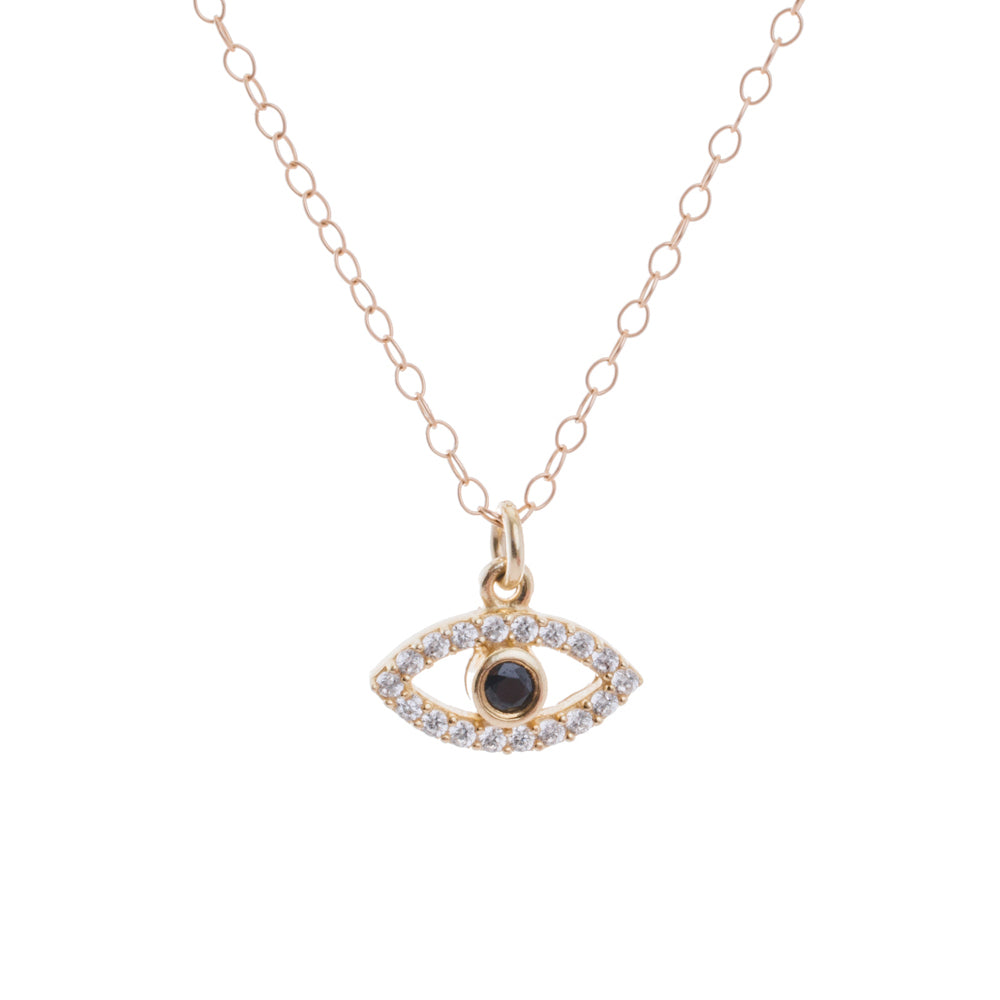 Gold Diamond Evil Eye Necklace