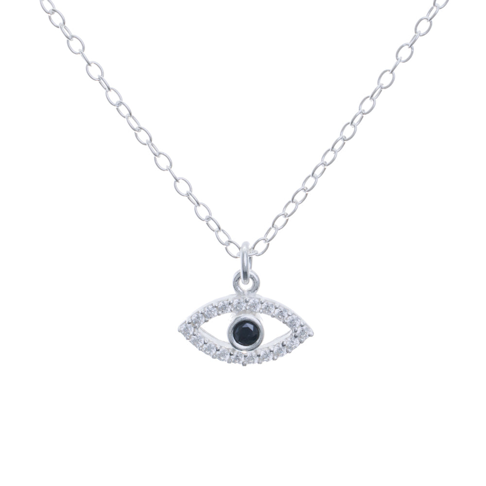 Silver Diamond Evil Eye Necklace