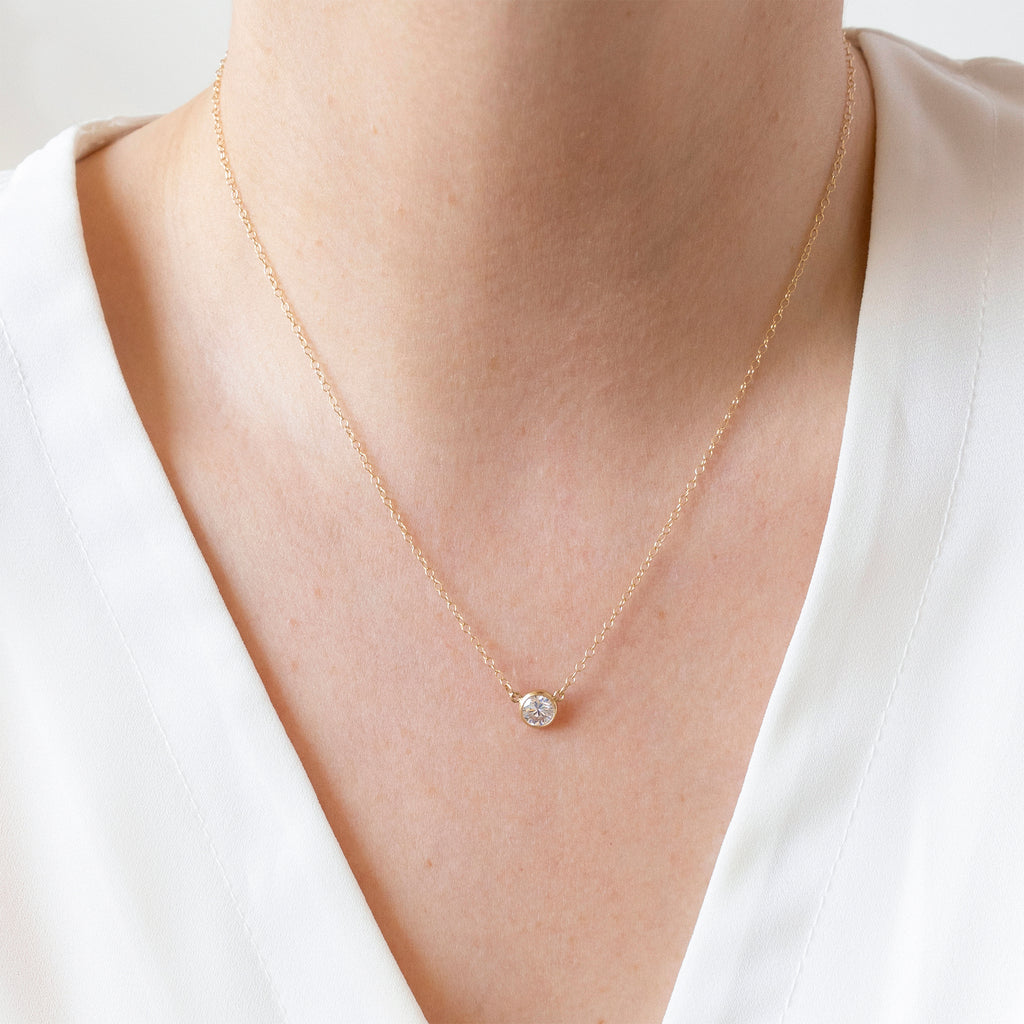 Gold Cubic Zirconia April Birthstone Necklace