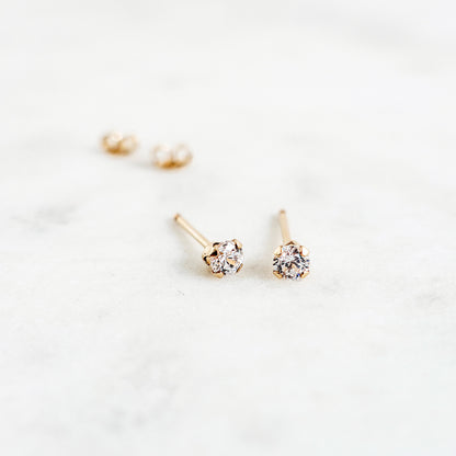 Minimal Gold CZ Diamond Studs