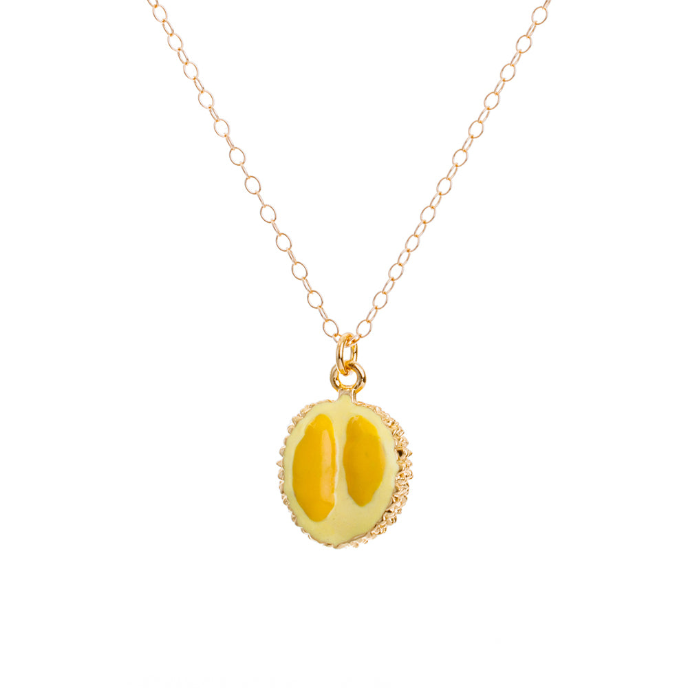 Gold Enamel Durian Fruit Necklace