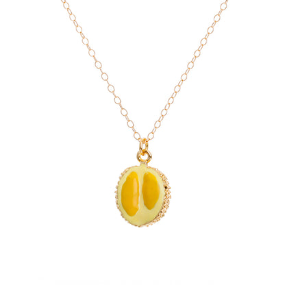 Gold Enamel Durian Fruit Necklace