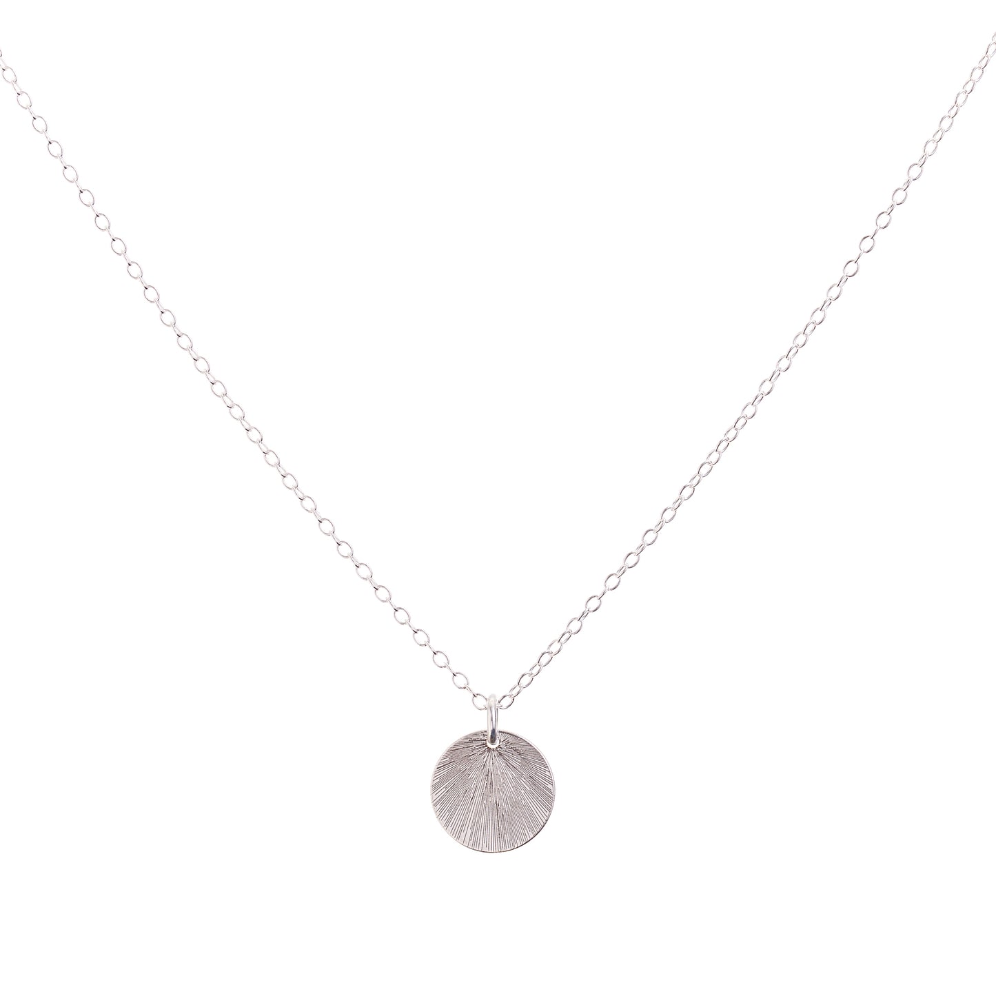 Minimal Silver Etched Medallion Necklace