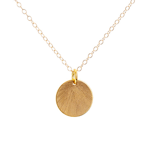 Gold Etched Medallion Necklace