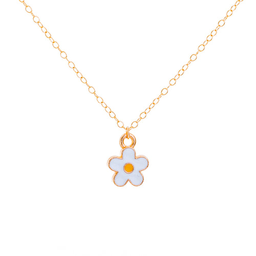 Gold Enamel Daisy Necklace