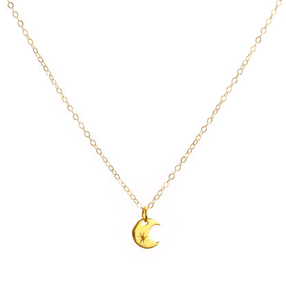 Minimal Gold Crescent Moon Necklace
