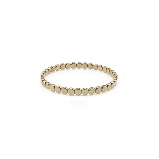 Minimal Hammered Flat Beaded Ring Handmade Birmingham UK