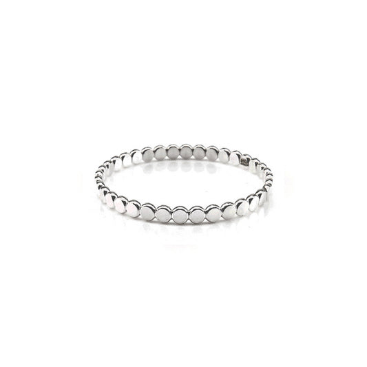 Minimal Hammered Flat Beaded Stacking Ring Handmade Birmingham UK