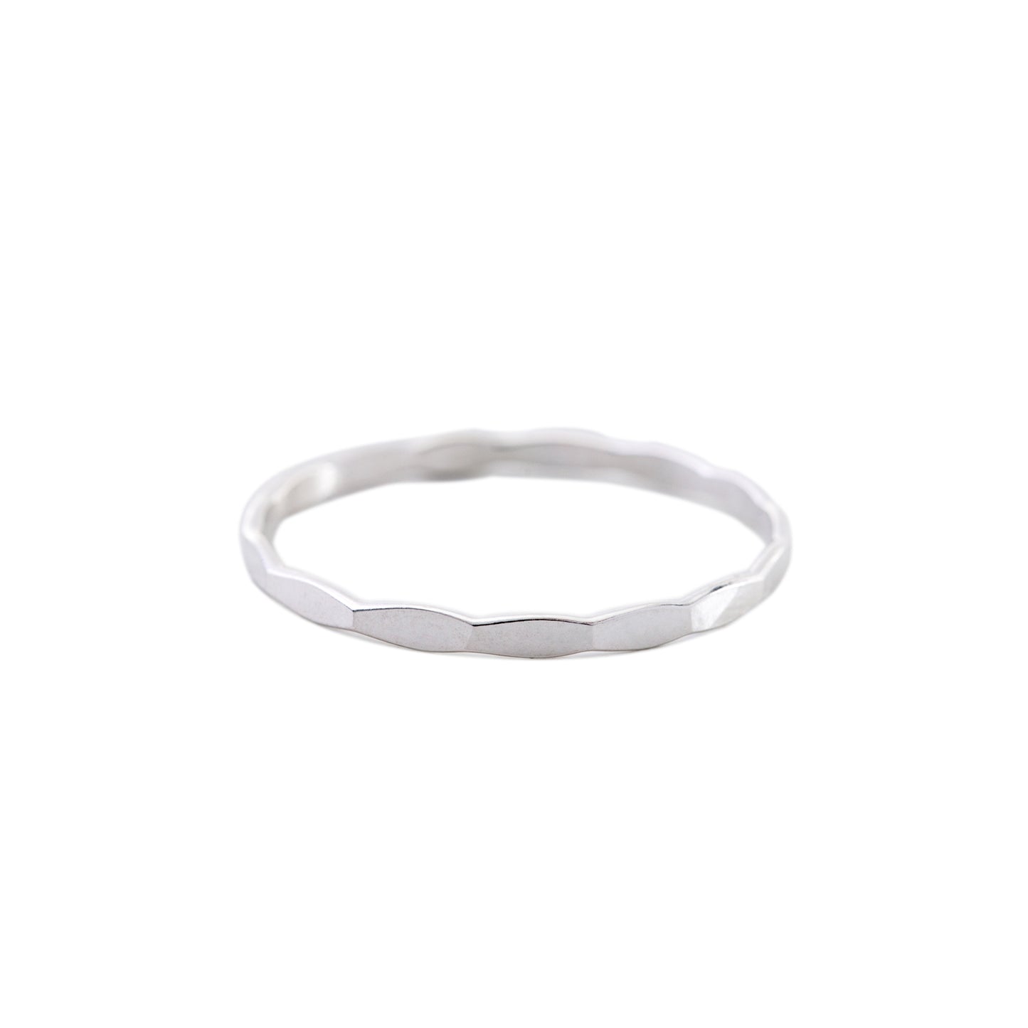 Minimal Silver Hammered Stacking Ring