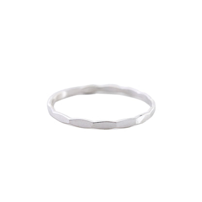 Minimal Silver Hammered Stacking Ring