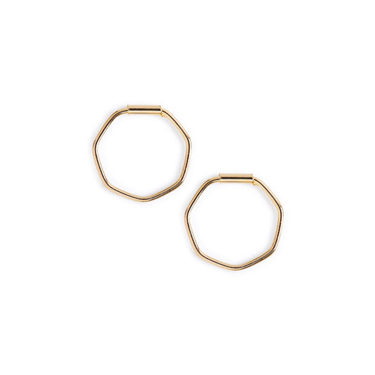 Minimal Gold Hexagon Hoop Earrings
