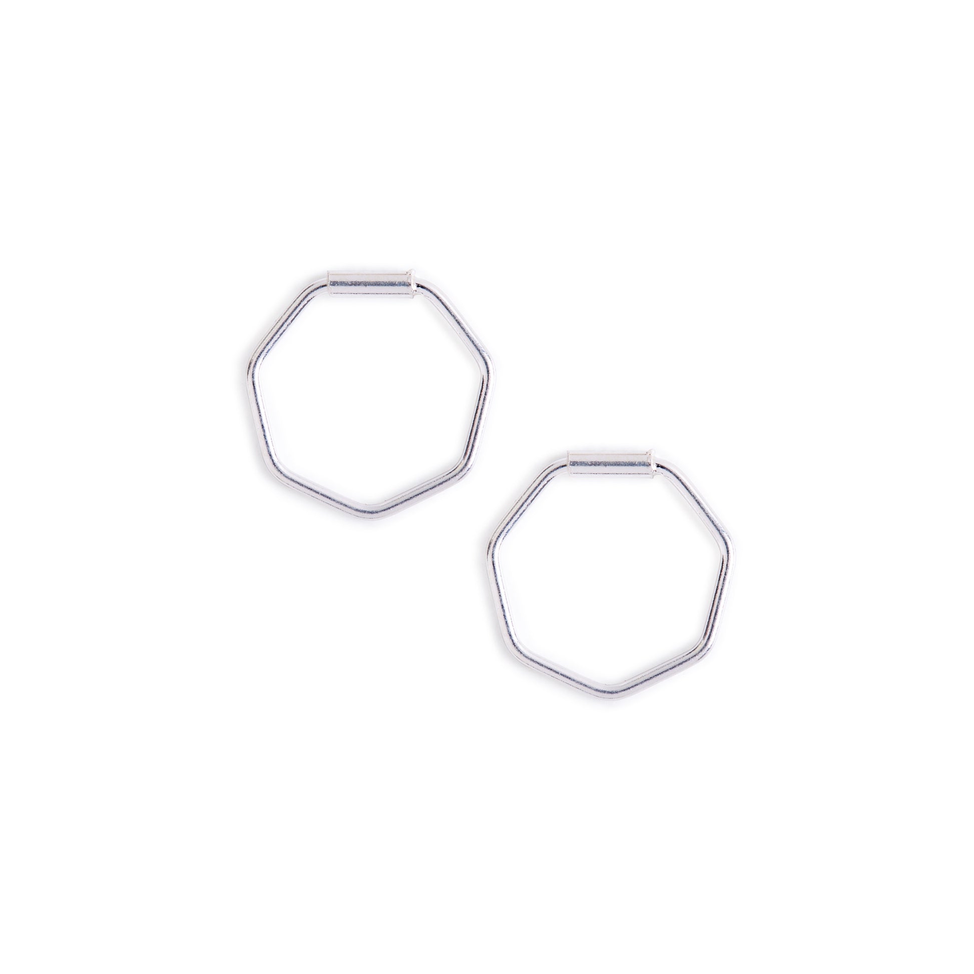 Minimal Silver Hexagon Hoop Earrings