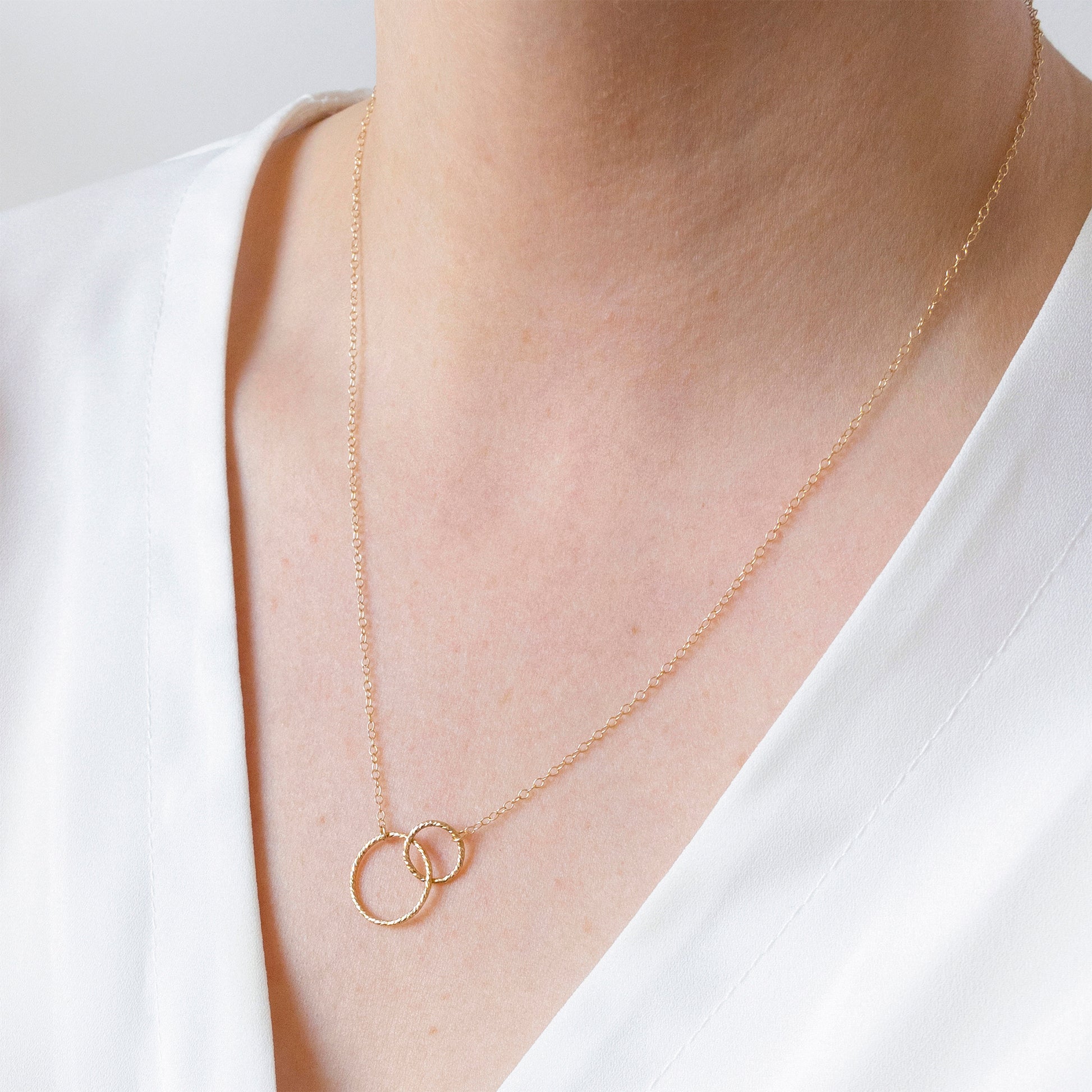 Gold Textured Infinity Circles Necklace