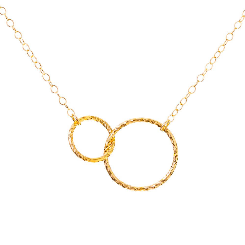 Gold Textured Infinity Circles Necklace