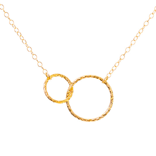 Gold Textured Infinity Circles Necklace