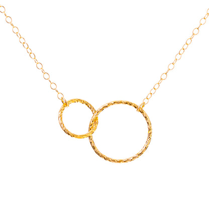 Gold Textured Infinity Circles Necklace