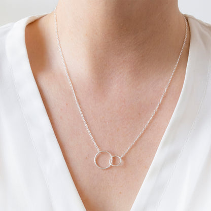 Silver Textured Infinity Circles Necklace