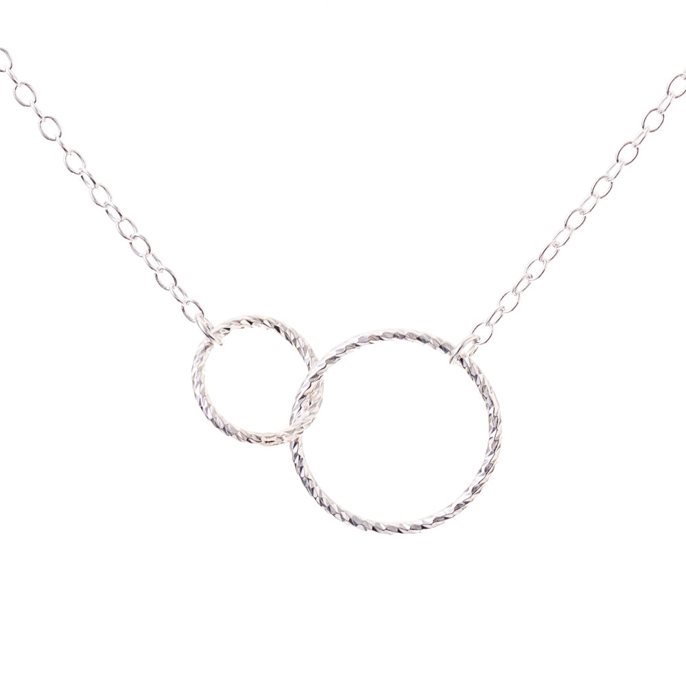 Silver Textured Infinity Circles Necklace