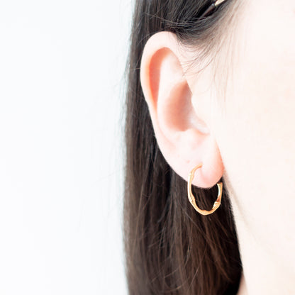 Minimal Gold Bamboo Hoop Earrings