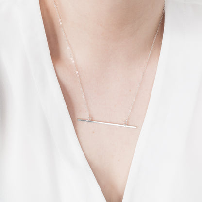 Minimal Silver Horizontal Bar Necklace
