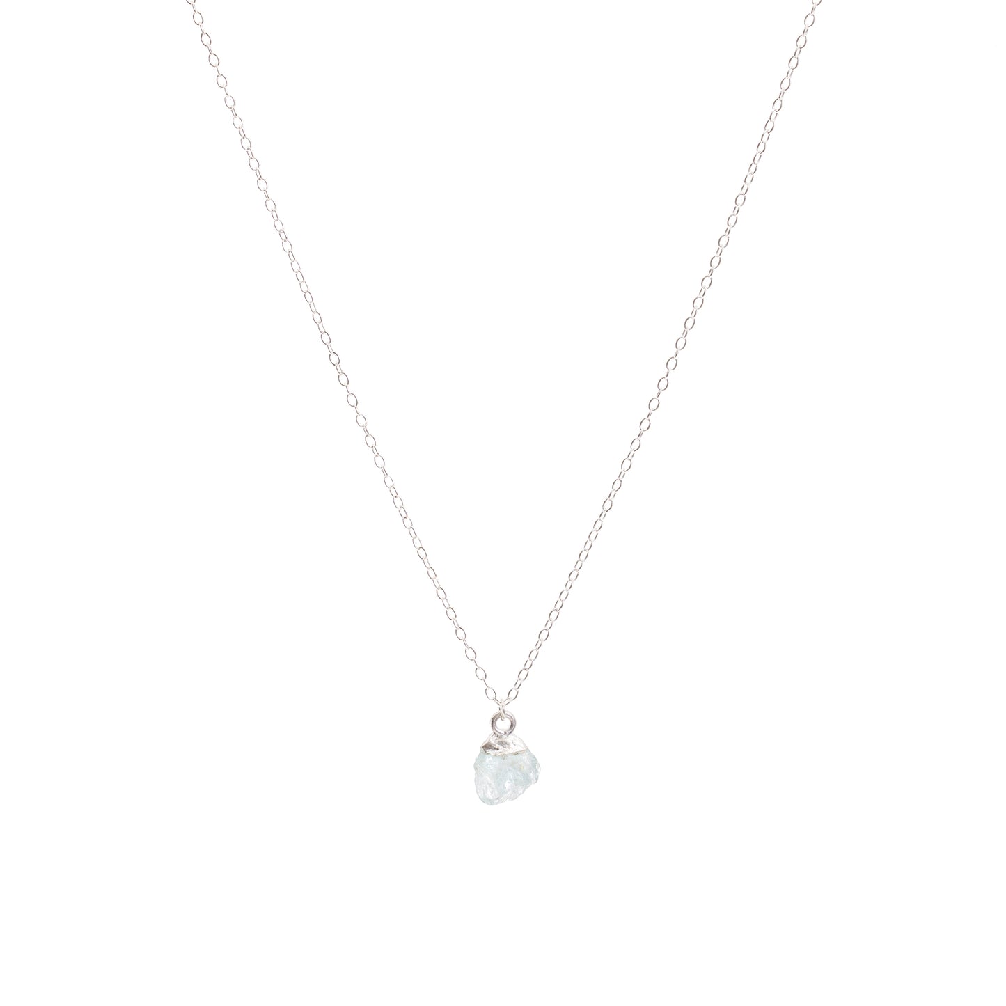 Silver Aquamarine Raw Crystal Necklace