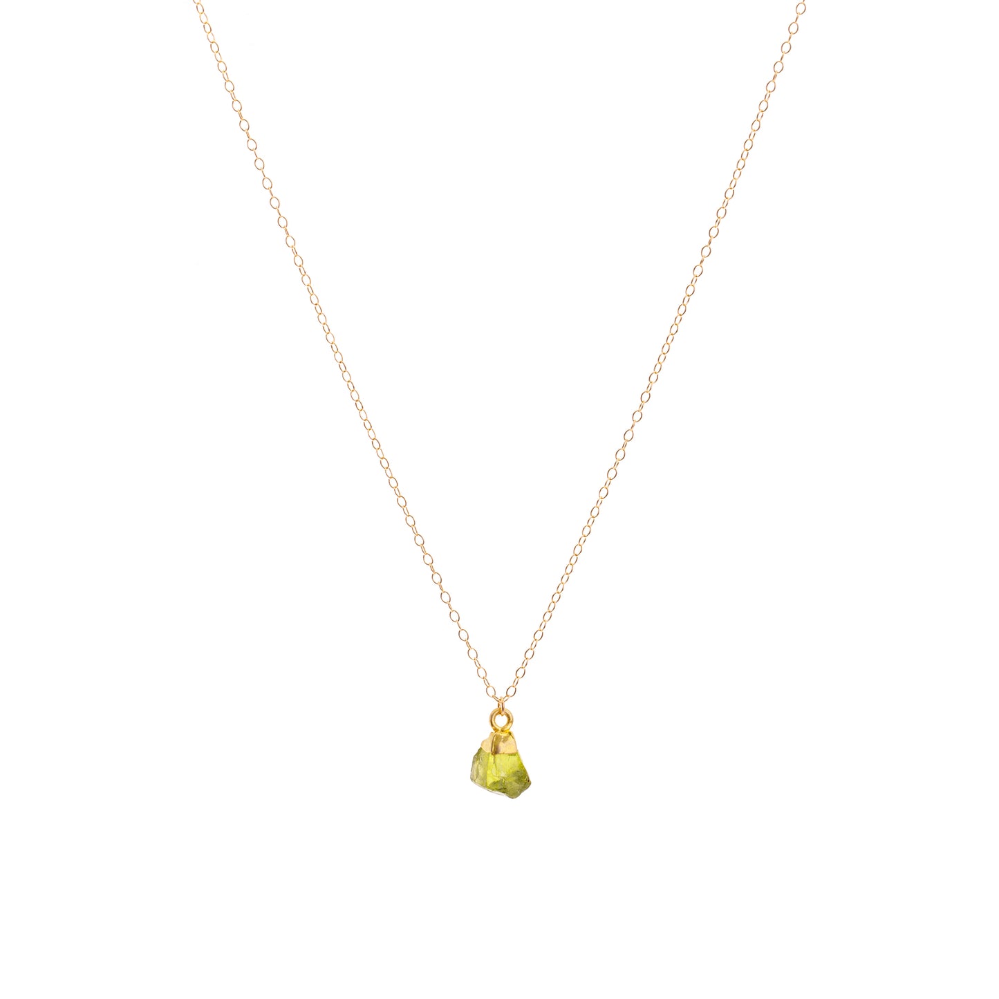 Gold Peridot Raw Crystal Necklace
