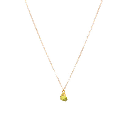 Gold Peridot Raw Crystal Necklace