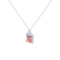 Silver Pink Opal Raw Crystal Necklace