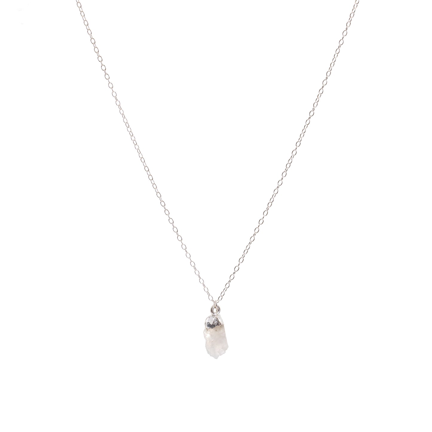 Silver Moonstone Raw Crystal Necklace