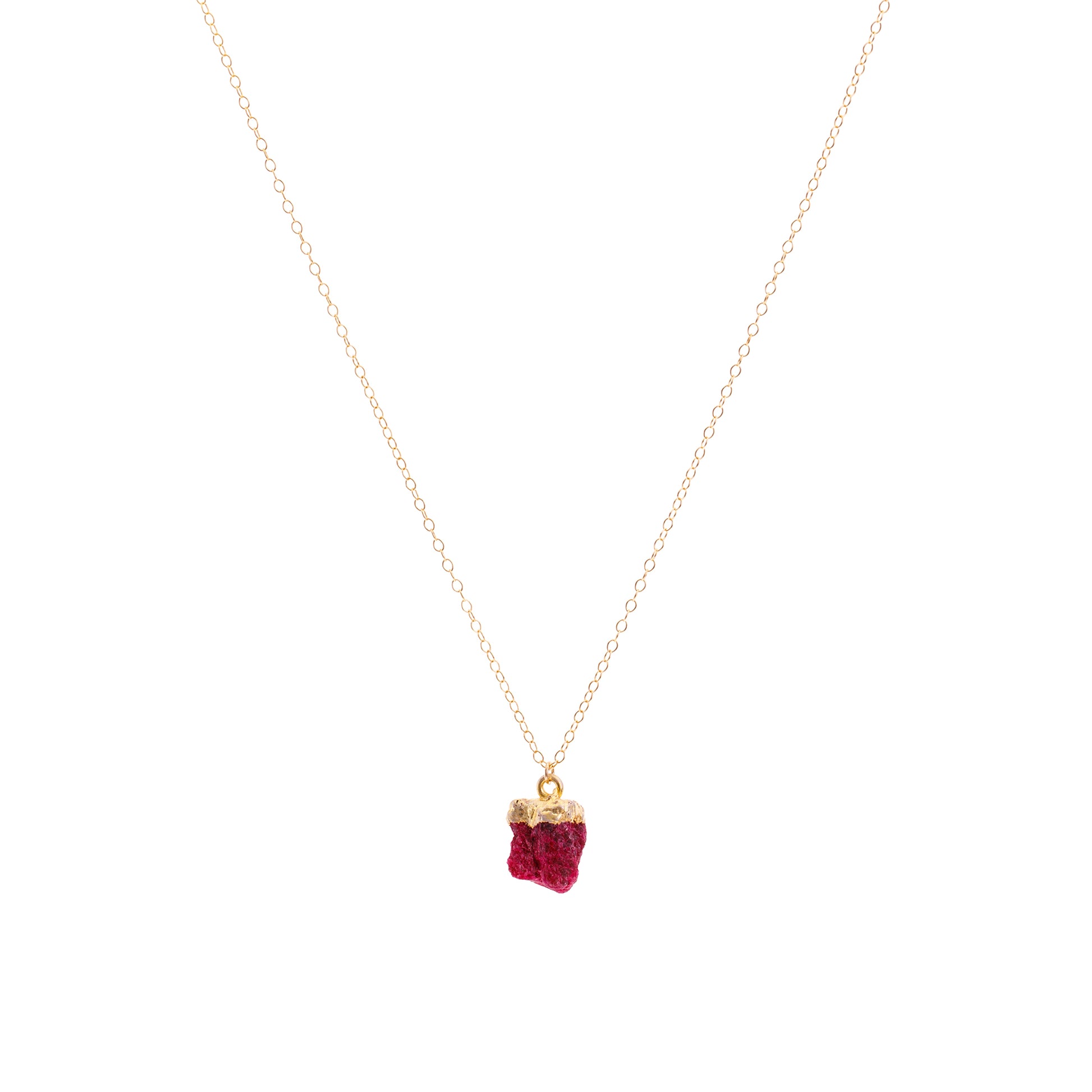 Gold Ruby Raw Crystal Necklace