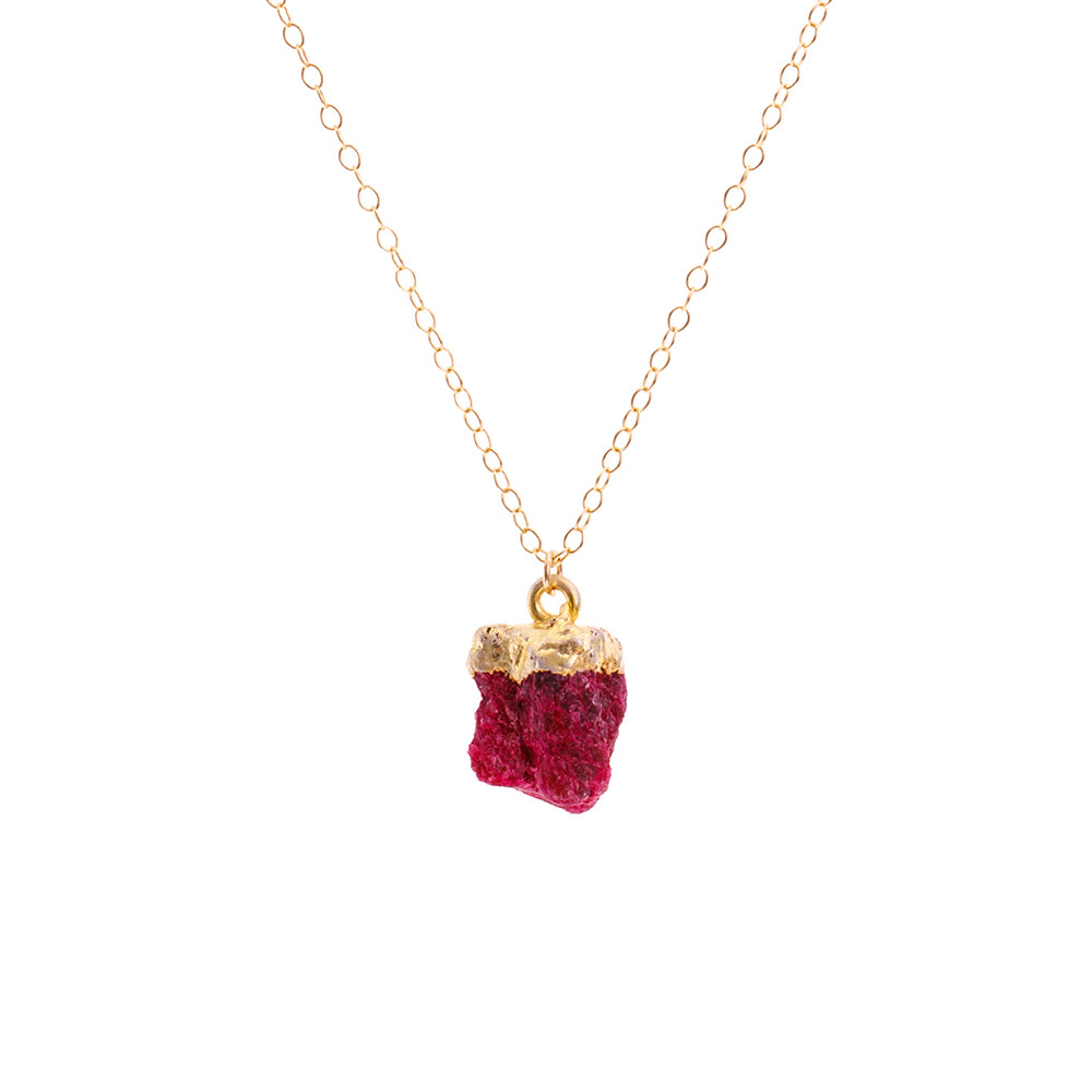 Gold Ruby Raw Crystal Necklace